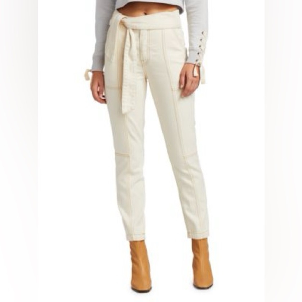 NWOT JONATHAN SIMKHAI Ivory Henley Tie-Waist Seamed Pants | Sz 32